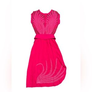 Vintage pink Bail Dress Swan Crochet Lace trim size medium